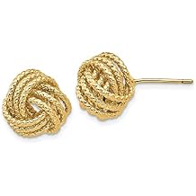 Diamond2Deal 14k Yellow Gold Polished & Twisted Love Knot Stud Earrings L- 0.47 in, W- 0.47 in