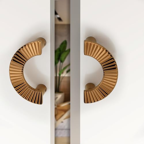Image of HARMONUS 4-inches Round Shape Glass Door Handles for Main Door, PVD Rose Gold Door Handles, Wardrobe Handles, Handles for Glass Door Pull Handle (Pack of 1 Set,HI-618 PVD Rose Gold Finish)