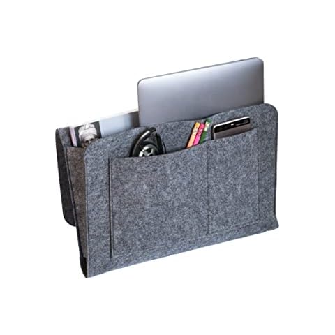 GRANA HOME CADDY Aufbewahrungstasche, für Bett, Sofa. Organizer, Dicke Filz Nachttisch Tasche Bett Organizer für Handy, iPad, Kindle, e-Reader, Laptop, Brille, Buch, Fernbedienung Cover
