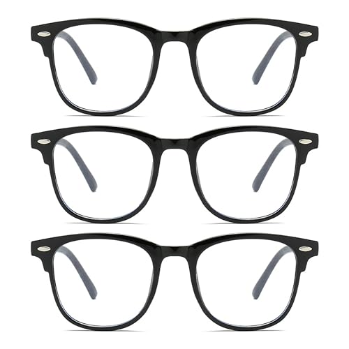 CATMEYE 3 Pack Blue Light Blocking Glasses, Fashion Round No