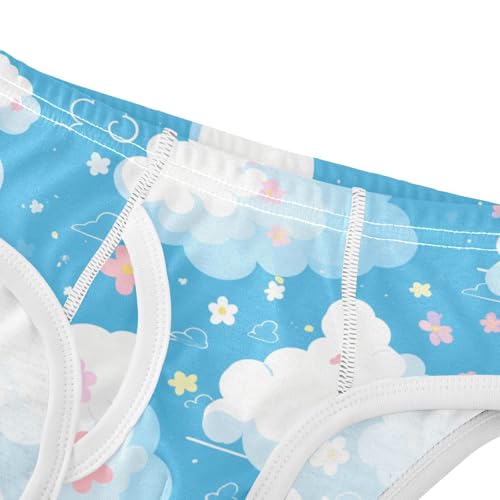 KLL Clouds on Blue Background Little Boys Pure Cotton Athletic Underwear Cute Children Panties4