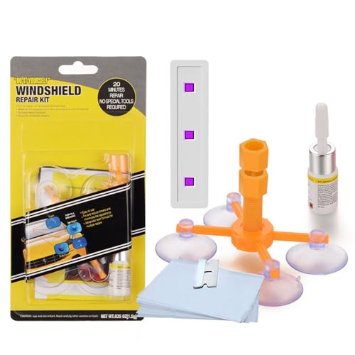 CutitiUU Windscreen Repair Kit, Glass Repair Solution for Cracks and Scratches on Vehicle Windshields,Fix Auto Windscreen Glass Cracks,with Type-C Curing Lamp,DIY Glass Cracked Repair Kits