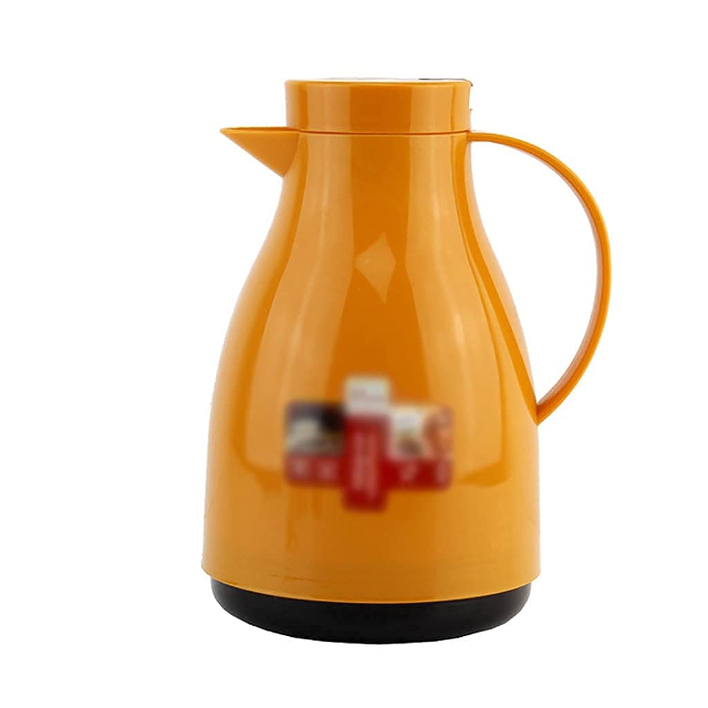 Termo Aislado 1000ml Mini pequeño Estilo Europeo Dibujos Animados Café Termo Frasco Revestimiento de Vidrio Olla al vacío Hervidor Botella de Agua térmica (Amarillo)