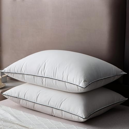 Hyvif Luxury Goose Down Pillows Queen Size,Soft And Support 750 Fill Power Down Bed Pillow cover