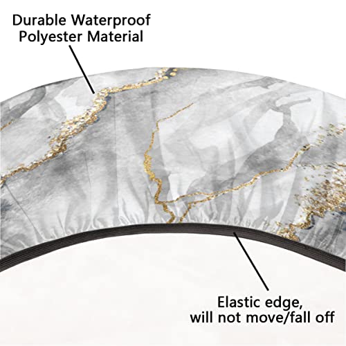cfpolar Marble Round Tablecloth with Elastic Edge, Modern Art White Marble Washable Wipeable Tablecloth, Polyester Table Cover for Kitchen Dining Party Wedding Holiday Fits Round Table 45-50 in by cfpolar - Image 3