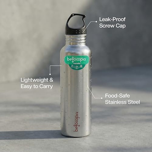 Image of Belocopia Metallio ClipSip Stainless Steel Water Bottle 700ml | Sports & Fridge Bottle | Lightweight, BPA Free | Clip Cap, Leak-Resistant | For Home, Office, Gym & Travel