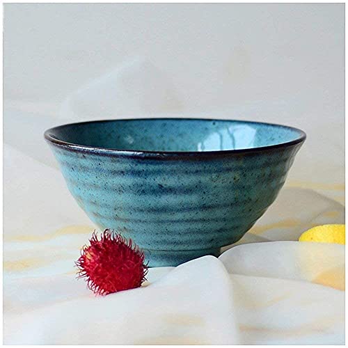 ERoomQ Pasta Bowls Bowls Large Soup Ramen Noodle Bowl Fruit Salad Pasta Mixing Serving Bowl Creative Home Ceramic Tableware Oven Microwave Safe 7.2 Inches Blue Salad,