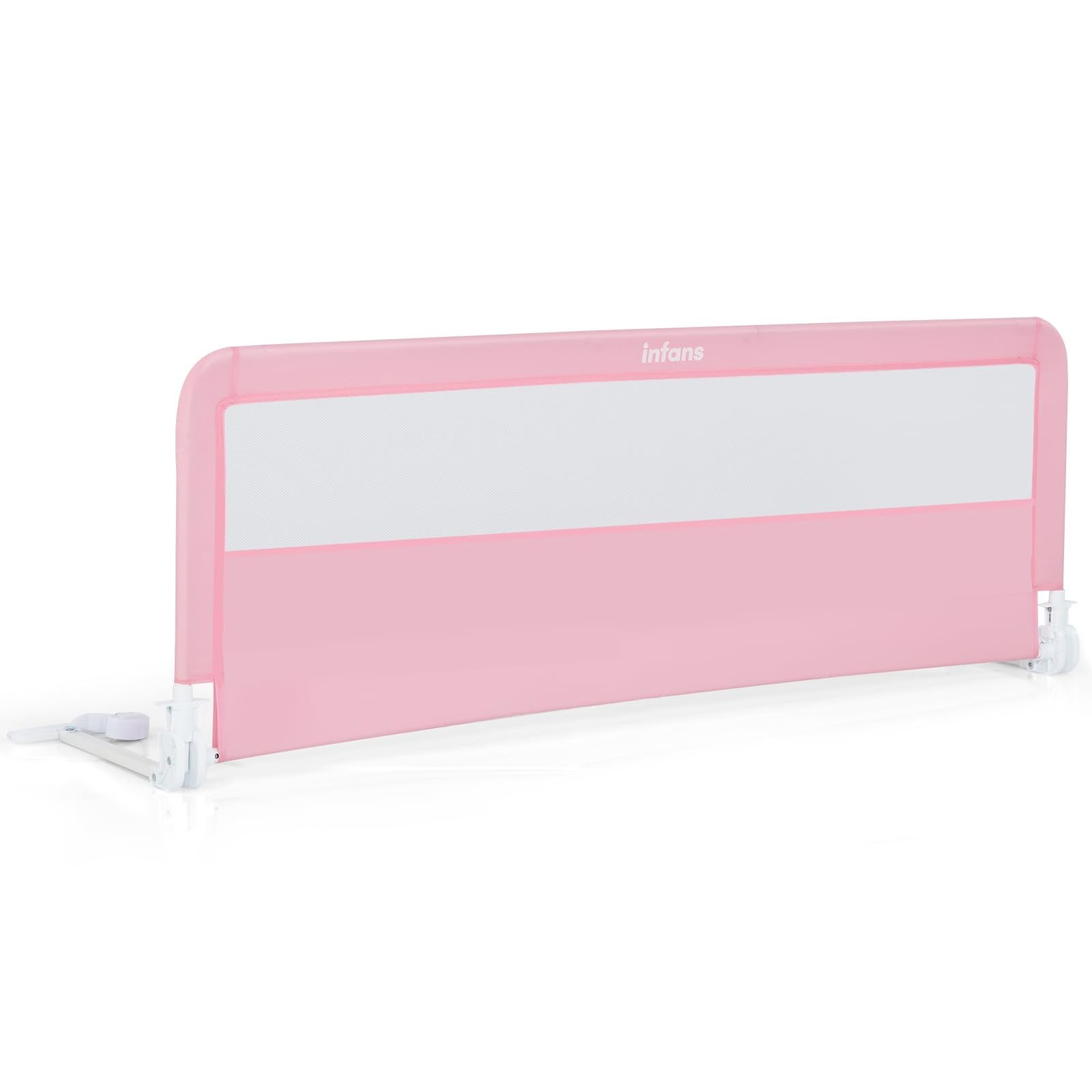 INFANS Bed Rail for Toddlers, 58" Foldable Safety Baby Crib Rail Fit for Kids Twin, Extra Long Swing Down Bed Guardrail for Convertible Crib, Queen,