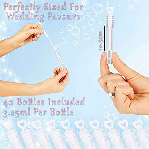 KreativeKraft Wedding Bubbles, Mini Wedding Cake, Champagne Bubbles, Heart Tubes, Party Table Decorations Favours Bubbles Party Bag Fillers 20-40 pcs (Heart Tubes)
