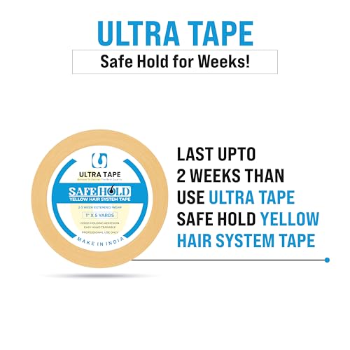 Image of Yellow Cotton Hair Patch Tape 1 Inch X 5 Yards Strong Hold Adhesive | For Monofilament Patches, Water & Sweat Resistant, Skin Friendly, Holds 2+ Weeks, Easy To Apply & Remove