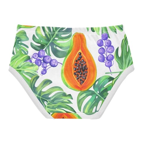 Girls Underwear Toddler 2t Cotton Little Girl Panties Designer Kids Briefs Undies Tropical Papaya Green Palm Leaves2