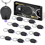 RaySoar 12 Pack Mini UV LED Keychain Flashlight, 395nm Ultra Violet Flashlight, UV Keychain Flashlight, Keychain Light Black Light for Detections
