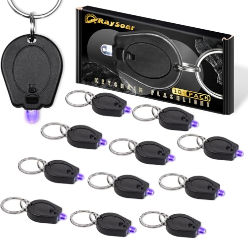 RaySoar 12 Pack Mini UV LED Keychain Flashlight, 395nm Ultra
