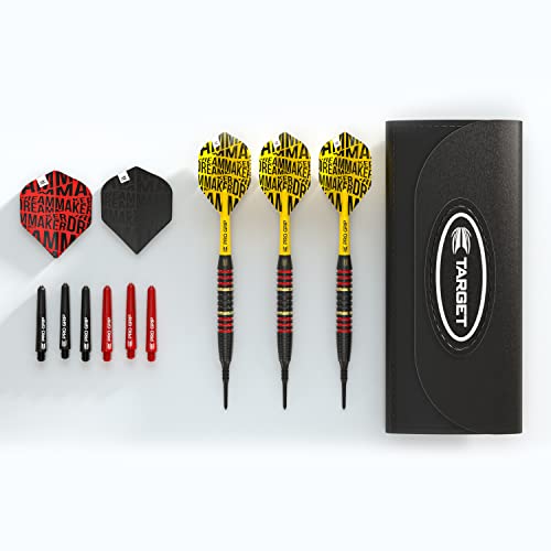 Target Darts Dimitri Van Den Bergh Dream Maker 18g Brass Soft Tip Darts Set | Darts Accessories Gift Pack | Includes Dart Barrels, Pro Grip Darts Stems, Dart Flights, Dart Points, Darts Case