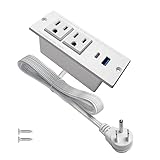 USB C Recessed Power Strip Fast Charge Desktop Power Station 2 Outlets 2 USB (PD20W & QC18W, Total 20W) Mountable Flat Plug Extension Cord Mount for Tabletop Sofa Cabinet Nightstand (USB C White)