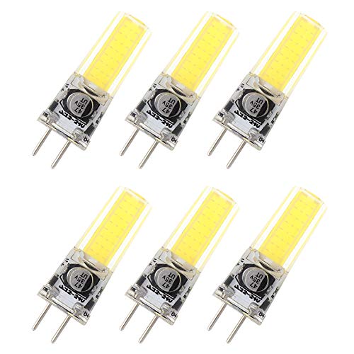 GRV GY6.35 COB 2508 4W AC12V DC12V-24V G6.35 Bi-Pin-Unterschrank LED-Silikon-Lichtkristall 35W Halogen-Schienen-Ersatzlampe Kaltweiß, 6 Stück