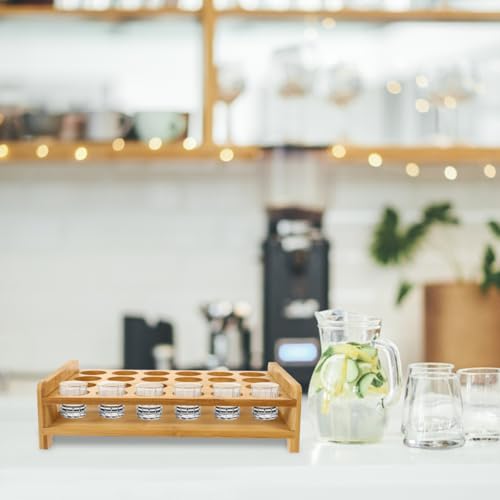 OSALADI Présentoir à Verres à Shot en Bambou et Bois, Plateau Service Bois 24 Trous, Support de Rangement pour Bars, Restaurants et Fêtes – vue 4