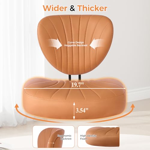Image of Cross Legged Office Chair, Ergonomic Criss Cross Chair with Wheels, 360 Swivel Height-Adjustable Meditation Chair for Yoga & ADHD, Wide Kneeling Chair with Strong Lumbar Support (Brown) BPY01Z