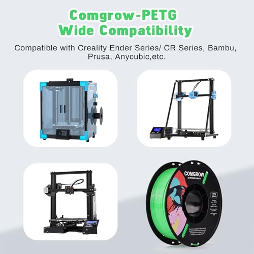 Image of Comgrow PETG 3D Printer Filament 1.75mm, High Precision and Tough 3D Printer Filament (2LBS), Dimensional Accuracy + /- 0.02 mm, Fit Most 3D Printers Grass Green