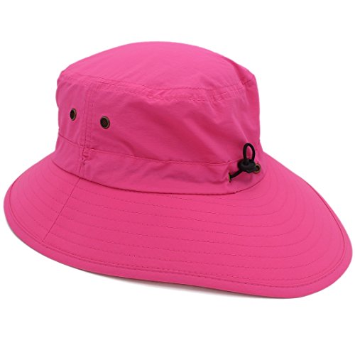 Llmoway Womens Packable Sun Protection Boonie Hat Dry Fit Breathable Windproof Boating Hat Rose Red #TOP3