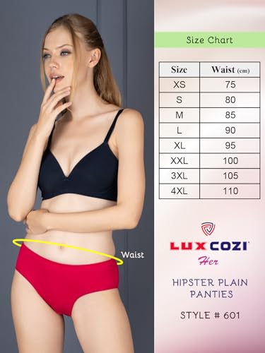 Image of Lux Cozi Her Hipster Panty Set for Women - Cotton Panties for Women Combo, Comfortable Inner Elastic Underwear for Women Combo Pack of 4 | Color and Print May Vary