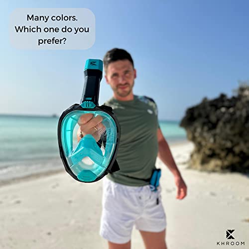 Khroom Full Face Snorkel Mask Adults | Designed In Germany | Premium Snorkeling Gear | Our Best Snorkel Mask | Panoramic Snorkeling Fullface (L/Xl, Blue) #TOP6