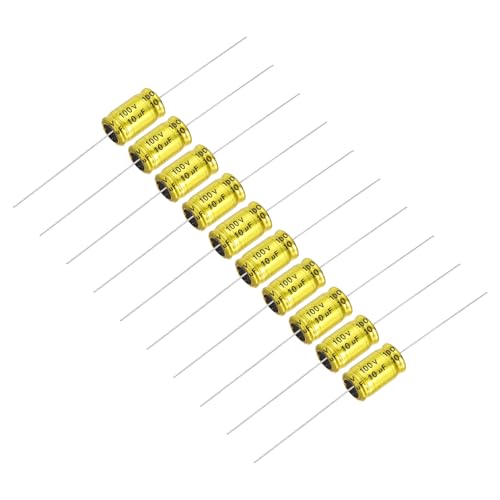 Image of sourcing map 10Pcs 10uF 100V Non-Polarized Electrolytic Capacitor, 20mm x 10mm Aluminum Audio Frequency Divider Capacitor for DIY Audio Projects Tweeter Speakers Car Amplifier
