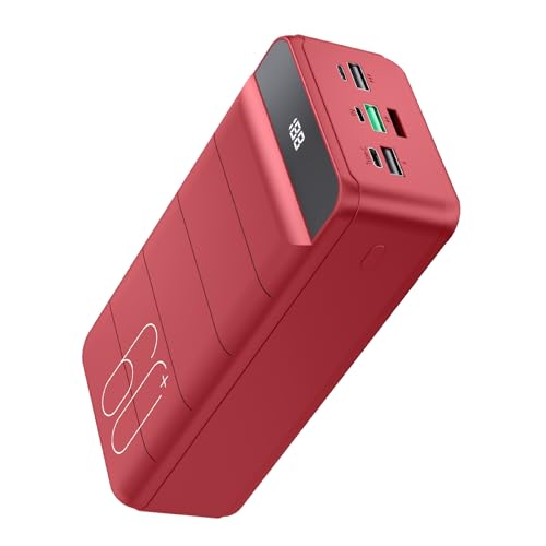 PDBEST Power Bank 60000 mah De Carga RáPida - 22,5 W Carga RáPida, 4 Salidas Y 3 Entradas, Pantalla Led, Bateria Portatil Gran Capacidad para iPhone, iPad, etc