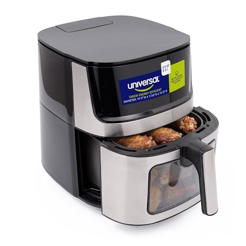 Image of Universal (6.5 QT) Large Air Fryer with Moisture Spray—Crispy Outside, Juicy Inside, Stainless Steel Digital Air Fryer, 10 Presets, Dual Window, Easy Clean, Black