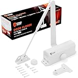 PrimeWare DC-300 Automatic Adjustable Door Closers for Home | Soft Close, No Slam | Residential and Commercial Door Closer | Level 3 | for Doors Weighing 90-140 lbs | Hydraulic Door Spring - White