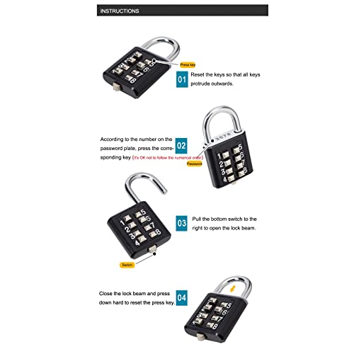 WolFum 8-cyfrowy przycisk kłódka z cyframi Push Hasło Blokada do szafki szuflady Drzwi Security Hardware WolFum (kolor: Argento)