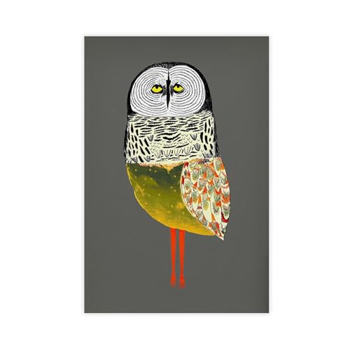 Poster chouette fantaisiste sur toile décorative de 50x75 cm