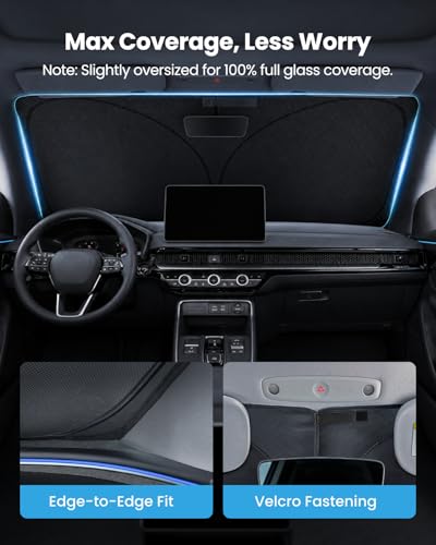 REEVAA 2026 3rd Pro Windshield Sunshade for 2023-2026 Honda CR-V | Dual-Layer Heat & Sun Defense, OEM Design | Foldable Sun Shade Car Accessories with Storage Bag — view 5