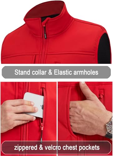 XinYangNi Men's Lightweight Softshell Golf Running Vest Outerwear Zip Up Fleece Lined Windproof Sleeveless Jacket for Hiking4