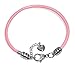 Pink Leather Charm Bracelet for Women, Fits European Charms, Steel Lobster Claw Clasp, 7.5 Inch
