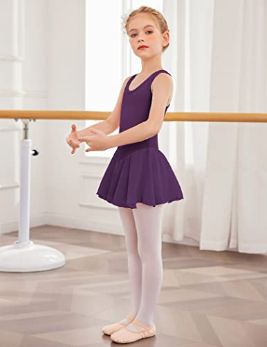 Image of Arshiner Kid Girls Hollow Back Ballet Leotard with Skirt Sleeveless Dance Dresses