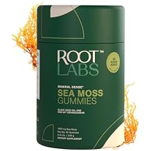 ROOT LABS Sea Moss Gummies I 92+ Minerals I Black Seed Oil I KSM 66 Ashwagandha I Lab Tested I No Added Sugar | for Men, Women I Non-GMO I 100% Natural & Organic I 1600 mg I 60 Gummy