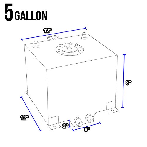 Dnamotoring Alu-Ft-T2-Alu Aluminum 5-Gallon Fuel Cell Gas Tank #TOP6
