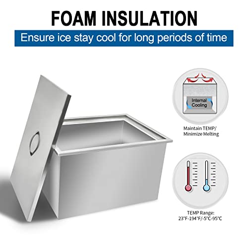 image for OLIPIC Commercial Stainless Steel Drop-in Ice Bin Chest – Insulated 