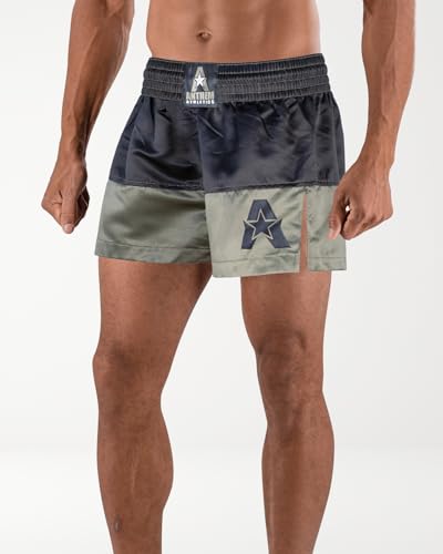Anthem Athletics Muay Thai Shorts for Men & Women | 50/50 - Boxing & Kickboxing - Army & Black - Small - Thumbnail 2