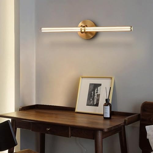 LYOUAE Lampe de Miroir de Salle de Bain rétro Applique Murale LED 3000K en Laiton doré brossé for Salle de Bain, Longue Bande Lumineuse for Miroir, éclairage Mural d'intérieur, éclairage for Tableau – vue 3