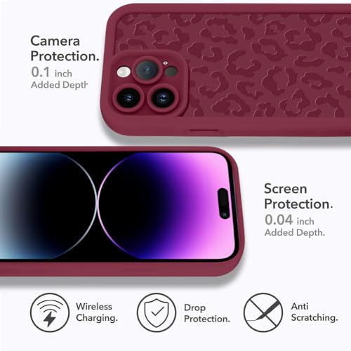MOWIME Compatible with iPhone 14 Pro Case, Cheetah Print, Wine Red by MOWIME - Used condition - Image 4