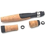 MNFT 1Set Cork Split Grip Rod Handle Kit Baitcast Fishing Rod Building and Repair Tackle with Plastic Reel Seat Rear Grip (Straight Handle)