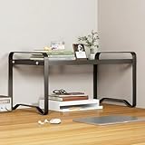 AUSHOPLAH Moderno organizador de escritorio, color negro o blanco, metal, 40 x 21 x 18 cm, estantería de 2 niveles, almacenamiento de escritorio para libros y suministros de oficina E333 (negro)