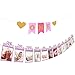 Produktbild ZoomSky 2 Bilderrahmen Banner Set zum 1. Geburtstag, Baby 1-12 Monate Fotogirlanden und One Girlande mit Herz Wimpelkette aus Glitter Karte Papier fürBabydusche Party Deko, Kinderzimmer Foto Prop