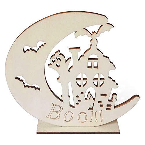 Ohyoulive Halloween Pumpkin Tombstone Wooden LED Candle Light Ornament DIY Home Decor