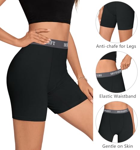 HOTGIFT Womens Boxer Shorts Cotton Boyshorts Underwear Anti Chafing Bike Shorts Leggings 4 Pack2