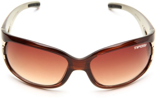 Óculos de sol feminino oval Tifosi Lust, Sagewood, gradiente marrom