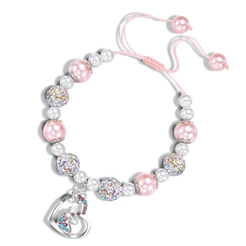12 Year Birthday Gifts for Little Girls, Adjustable Sparkling Delicate Pink Charm Cute Bracelet for Teen Girls for Daughter Granddaughter Niece Sister Teens Friends