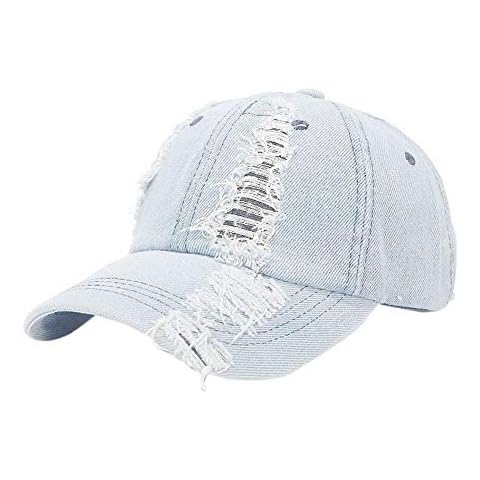 DCUTERQ Unisex Classic Blank Washed Baseball Cap Low Profile Adjustable Baseball Hat Dad Hat Denim Light Blue Cover